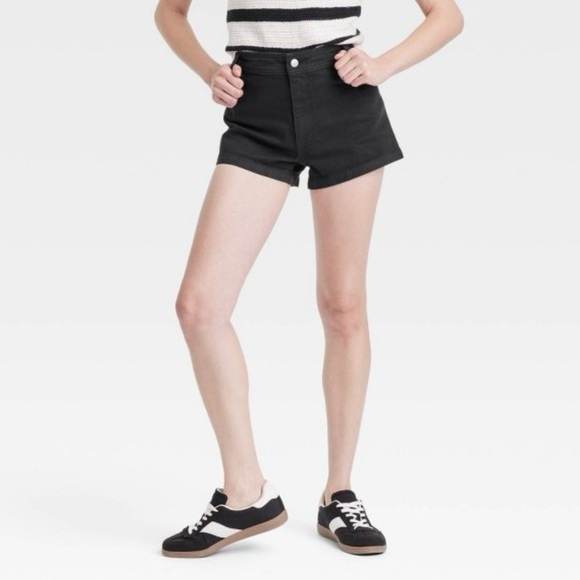 Universal Thread Pants - Women's High-Rise Sailor Denim Shorts - Universal Thread™ Black 8: Cotton Denim